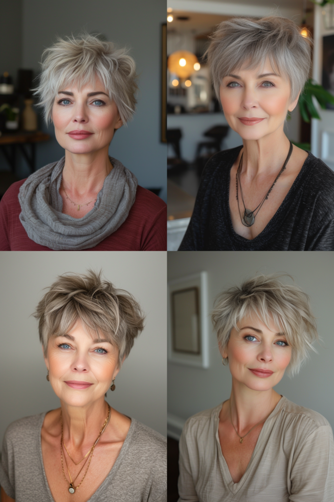 Freche Frisuren für Frauen mit feinem Haar ab 50 Jahren