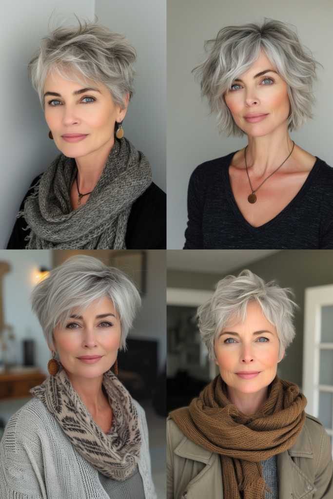 Freche Frisuren für Frauen mit feinem Haar ab 50 Jahren