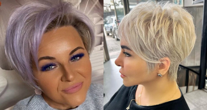 Damen Frisur mit frechem Look für ovales Gesicht und dünnes Haar