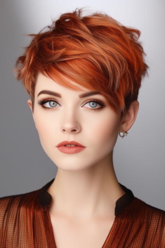 Elegante, karminrote Frisur