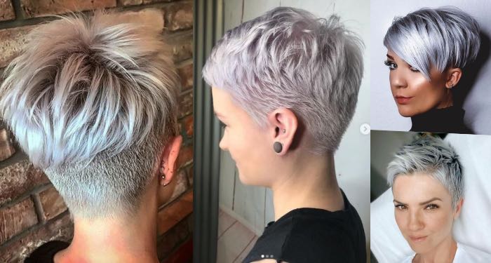 Kurze gerade Frisur in Weiß und Grau sollten Sie so schnell wie möglich ausprobieren