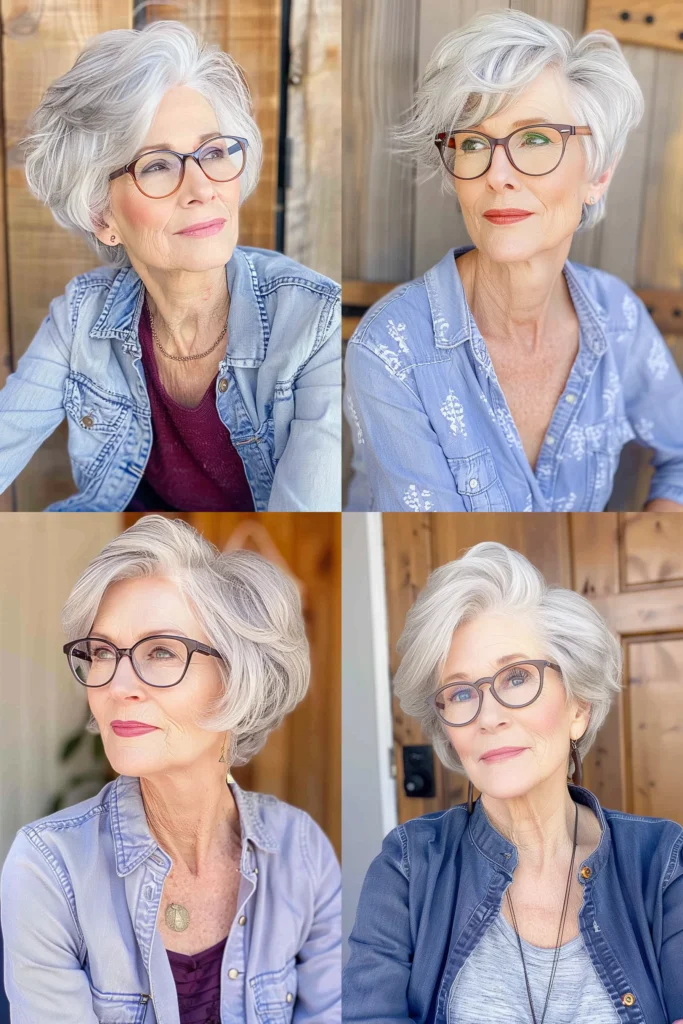 Brille Freche Frisuren Für Graue Haare Ab 60