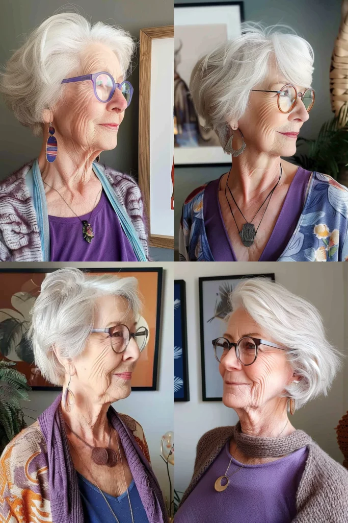 Brille Freche Frisuren Für Graue Haare Ab 60