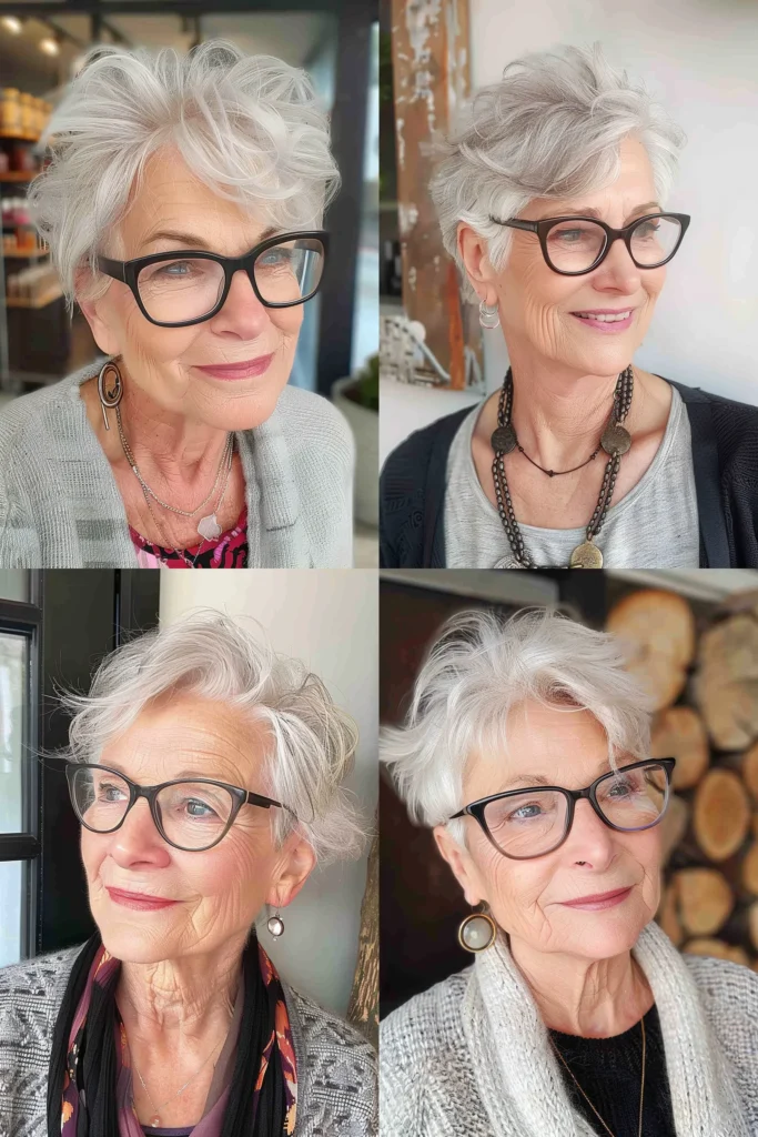 Brille Freche Frisuren Für Graue Haare Ab 60