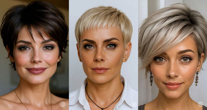 Platin- und Dunkelbraune Pixie Cuts – Eleganz aus jedem Blickwinkel
