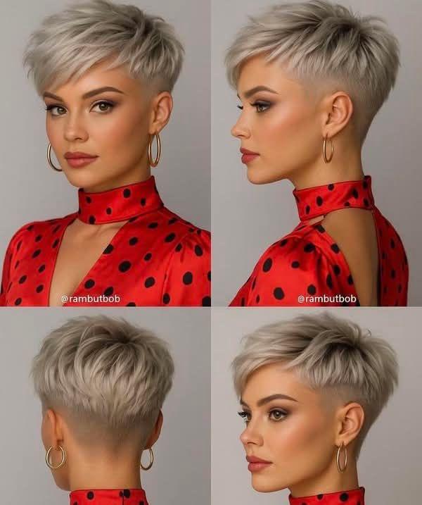 Zweifarbiger Undercut Silber Frauen Frisur modern