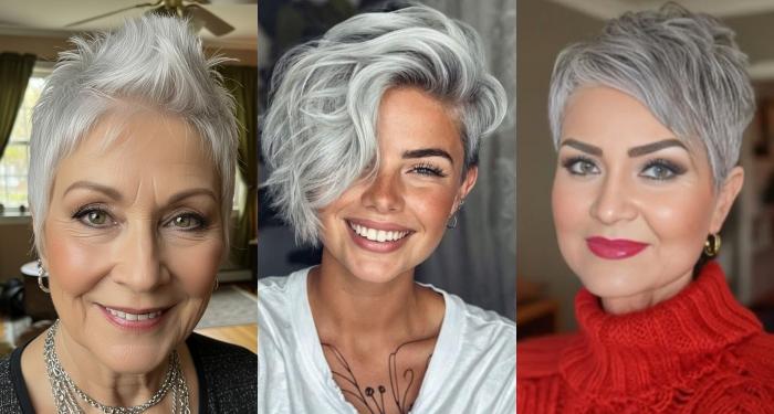 Starten Sie mit Grau ins Jahr 2026: Attraktive und glamouröse Pixie-Frisuren
